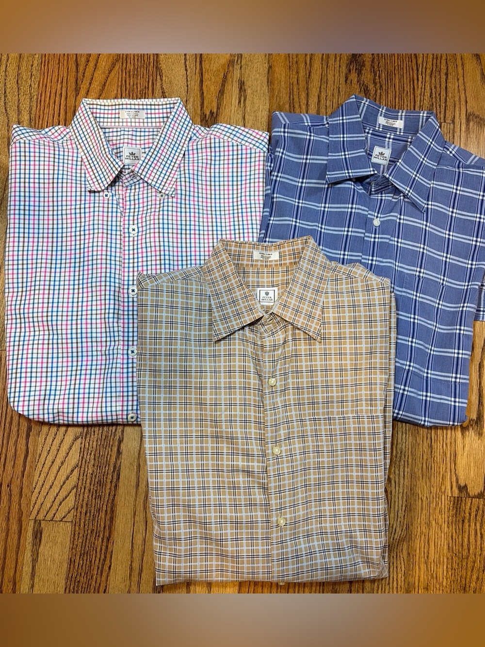 Peter Millar Men XL Dress Shirts Plaid Long Sleeve Button Up Cotton lot of 3